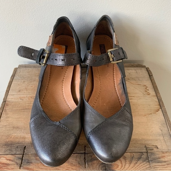 Pikolinos Leather Mary Jane Heels Size 38 - Picture 1 of 11